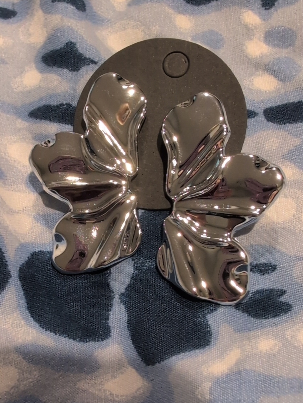 NEW! Silver Floral Petal Statement Earrings